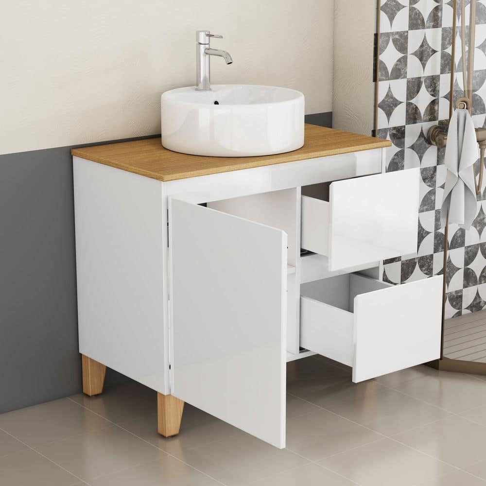 Afhocomp Freestanding Bath Vanity with Solid Wood Top (3)