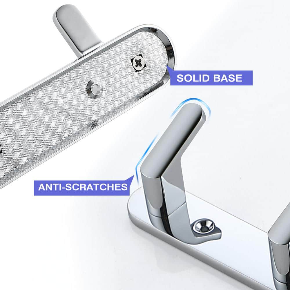 ruiling Wall Mounted 5 in J-Hook Robe/Towel Hook Rustproof Hook Rack (4)