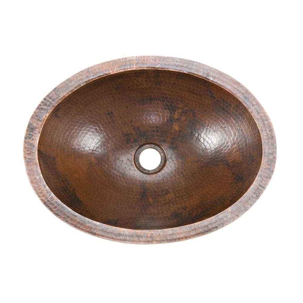 Premier Copper Products Under-Counter Small Oval Hammered Copper Bathroom Sink in Oil Rubbed Bronze (2)