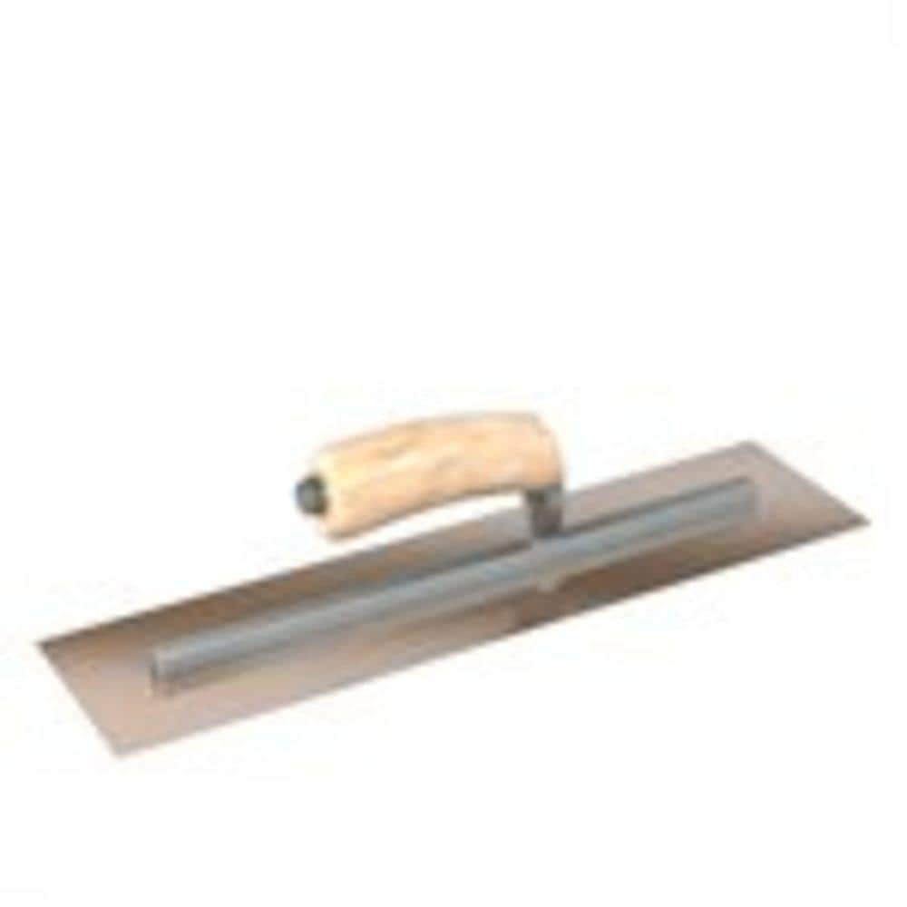 Bon Tool 14 in. x 5 in. Golden Stainless Steel Square End Finishing Trowel with Wood Handle and Long Shank (2)