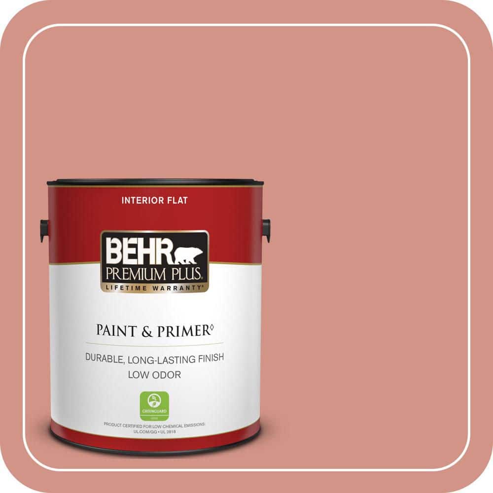 BEHR PREMIUM PLUS 1 gal. #T15-20 Peach Preserve Flat Low Odor Interior Paint & Primer