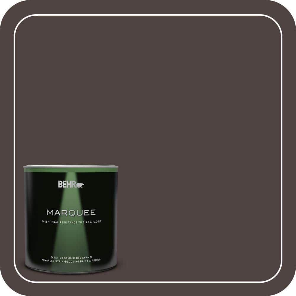 BEHR MARQUEE 1 qt. #QE-24 Manchester Brown Semi-Gloss Enamel Exterior Paint & Primer