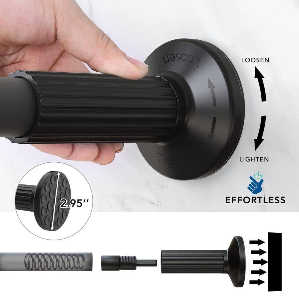 Wudkey Extra Long Maximum 165 in. Carbon Steel Adjustable Tension Shower Curtain Rod in Matte Black, No Drill Curtain Rods (3)