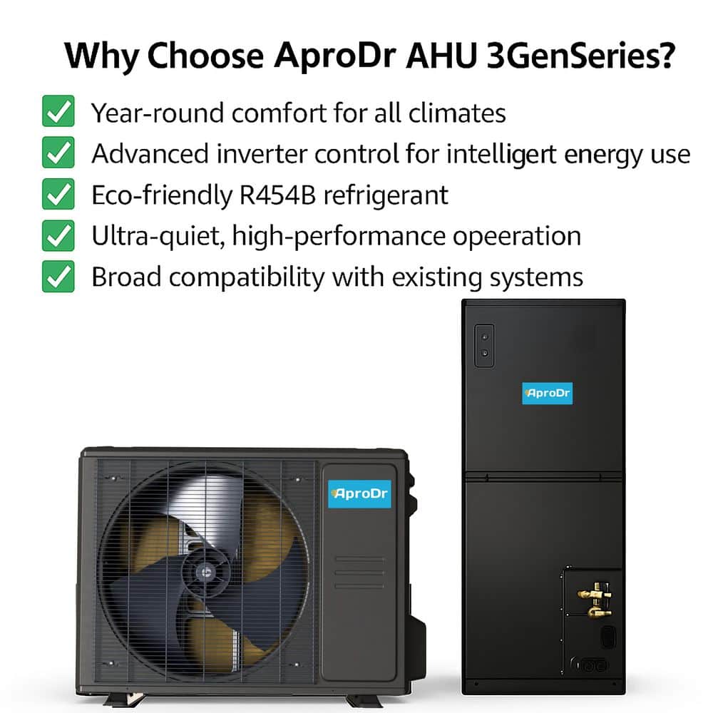 AproDr ENERGY STAR Wi-Fi 3-Ton 17.7 SEER2 36,000 BTU Inverter Ducted Split System Central AC with Heat Pump, 50 ft. Lineset (2)