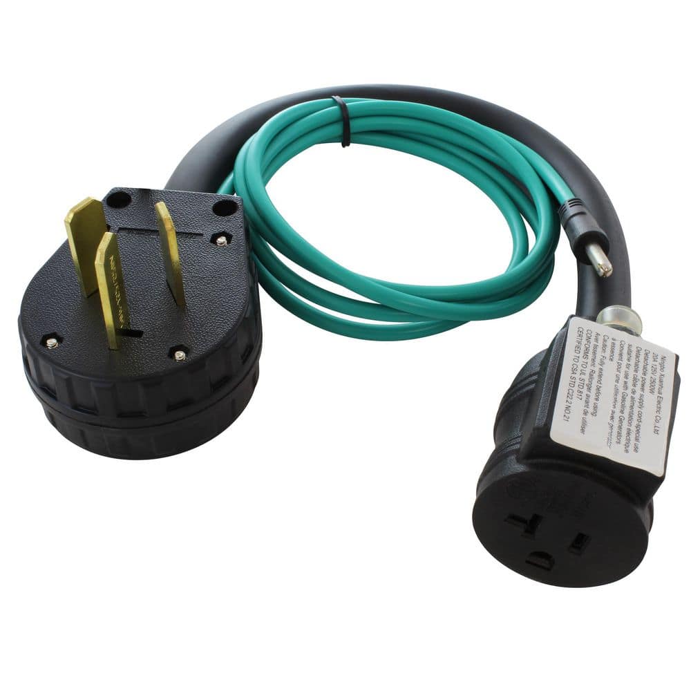 AC WORKS 1.5FT 50A 3-Prong 10-50P Dryer/Range/Welder Plug to Household Outlet with 20A Breaker