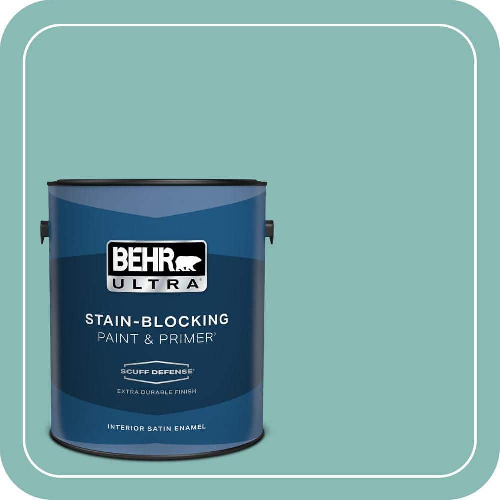 BEHR ULTRA 1 gal. #T14-1 Ocean Liner Extra Durable Satin Enamel Interior Paint & Primer