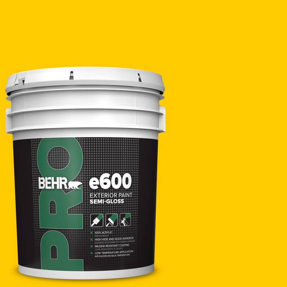 BEHR PRO 5 gal. #370B-7 Yellow Flash Semi-Gloss Exterior Paint
