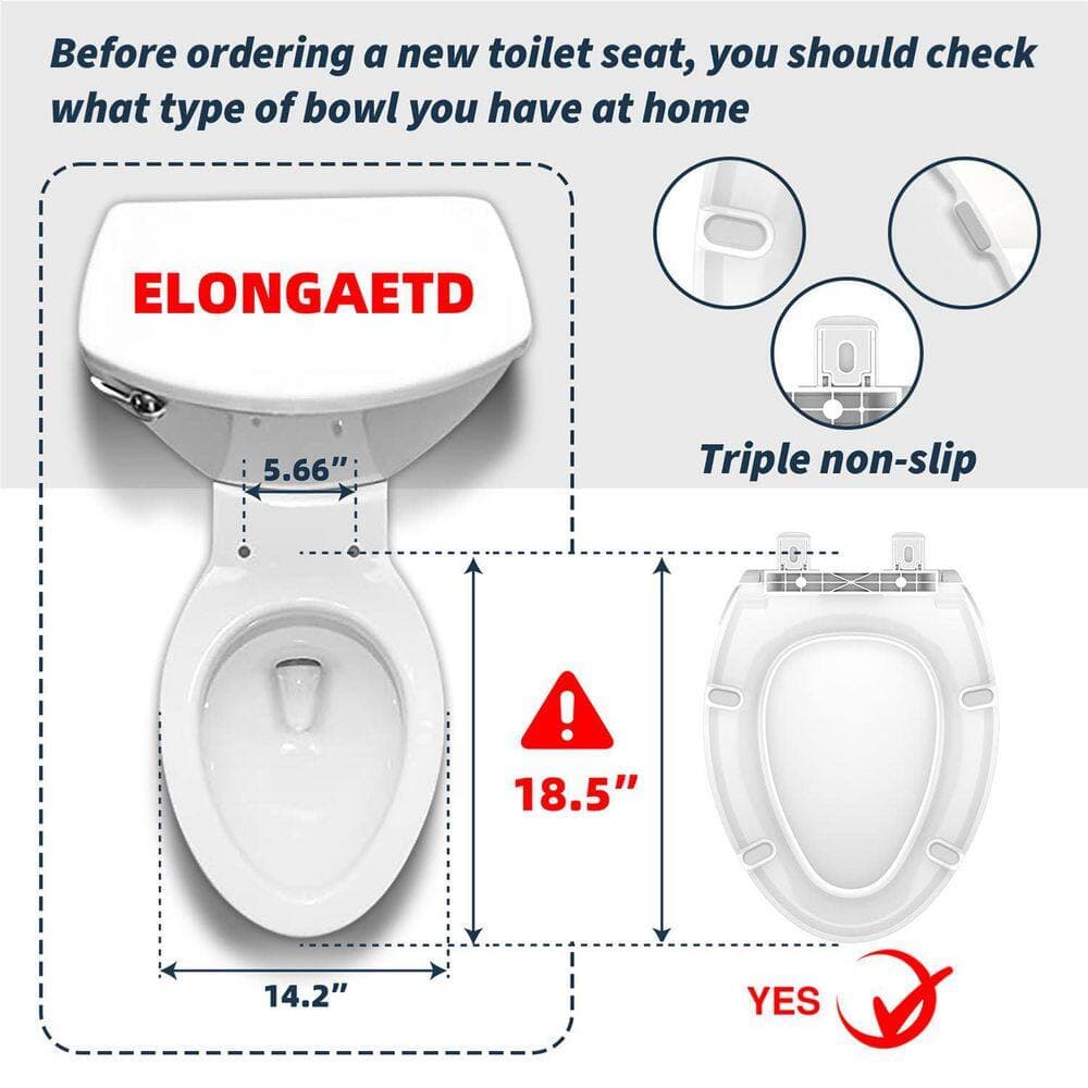 Numhew 14.2 in. x 18.5 in. Raised Toilet Seat, Anti-Slip Stable, Slow Close, Never Loosen, Easy Install & Easy Clean in White (3)