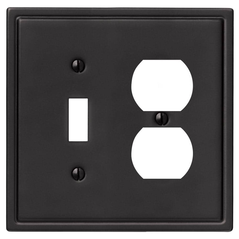 AMERELLE Moderne Wallplate 1-Toggle/1 Duplex Steel Matte Black (1-Pack)