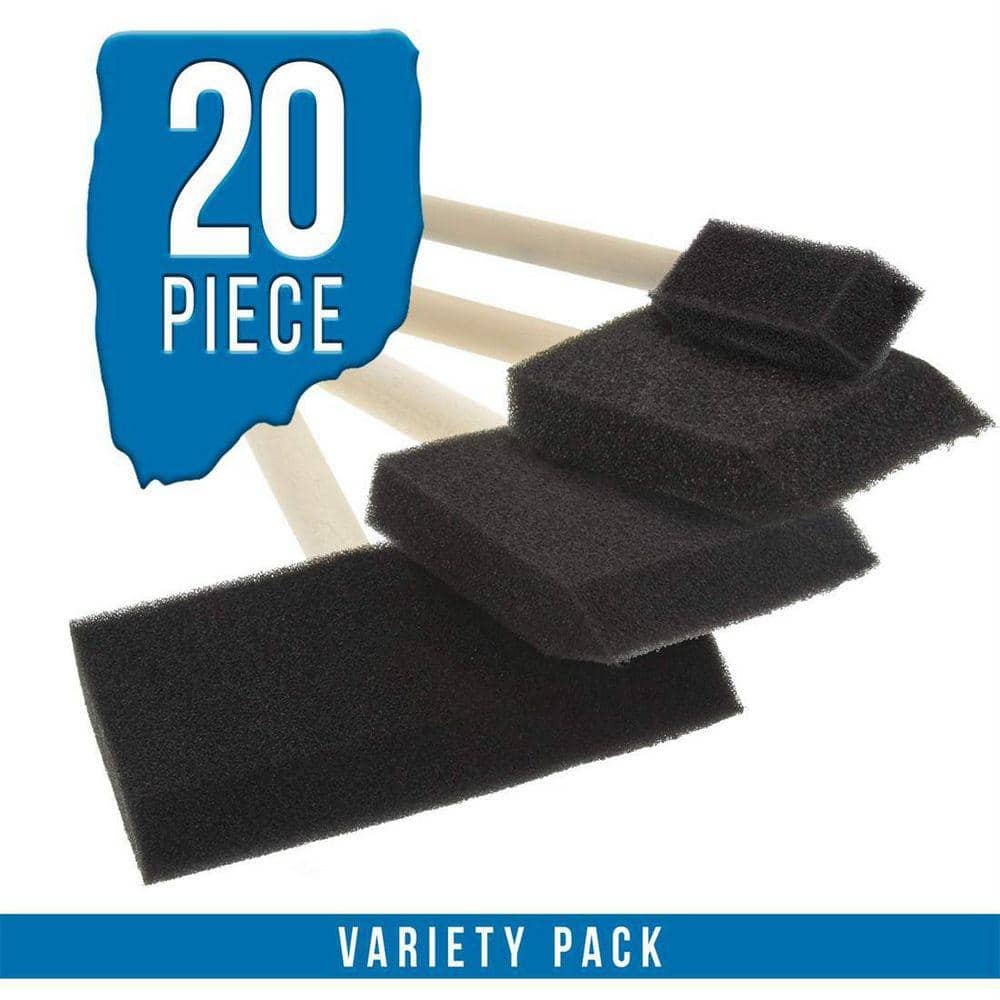 Dracelo 1 in. Flat, 2 in. Flat, 3 in. Flat, 4 in. Flat Paint Brush Set Foam Paint Brushes (20-Pack) (3)