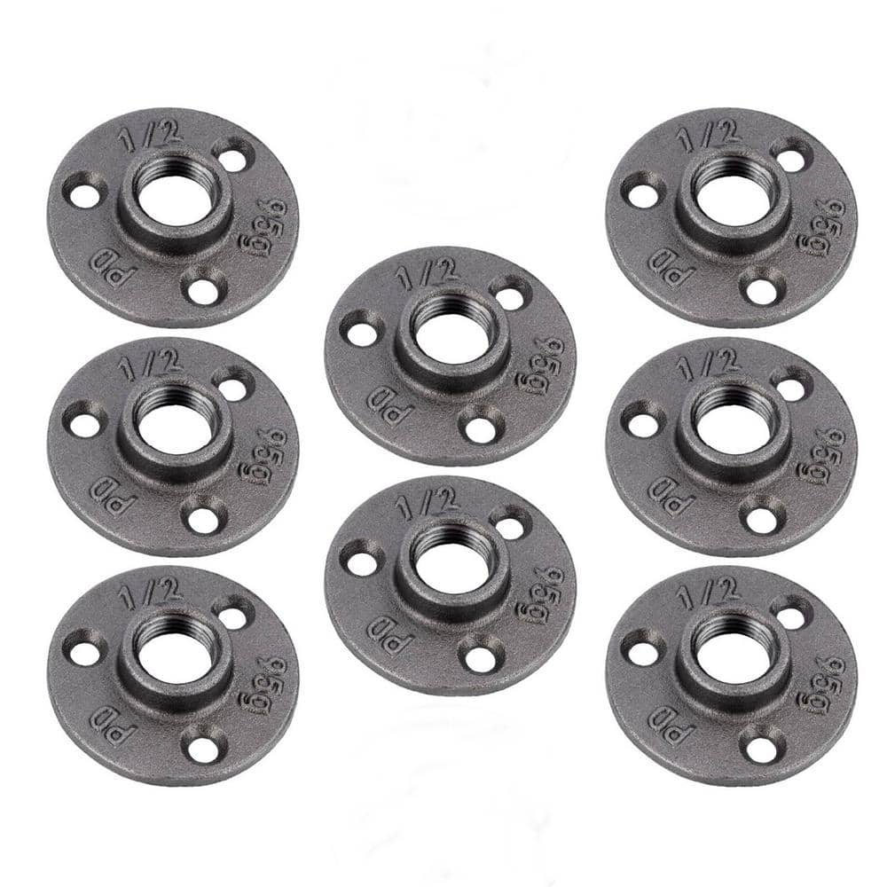 PIPE DECOR 1/2 in. Black Iron Mini Black Iron Flange Jar of 8 (1)