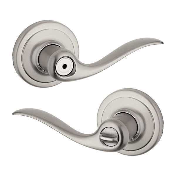 Kwikset Tustin Satin Nickel Bed/Bath Door Handle with Microban Antimicrobial Technology (2)