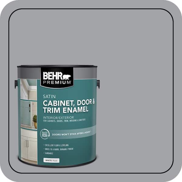 BEHR PREMIUM 1 gal. #N530-4 Power Gray Satin Enamel Interior/Exterior Cabinet, Door & Trim Paint (2)