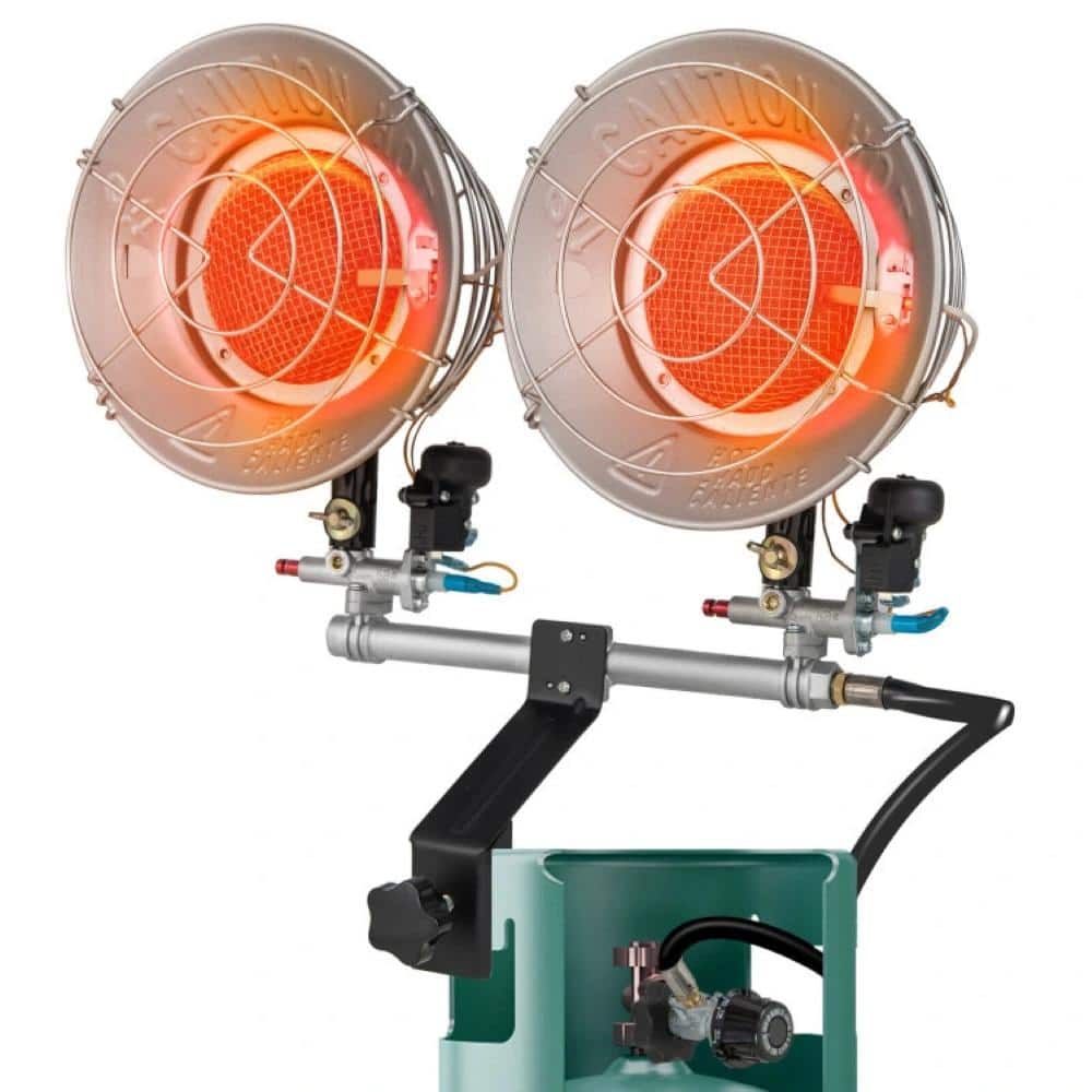 Ahfiwaso 30,000 BTU Propane Dual Head Space Heater Tank Top Outdoor Heater with 2 Burners, Heat Control Knob and 3 Heating Levels (1)