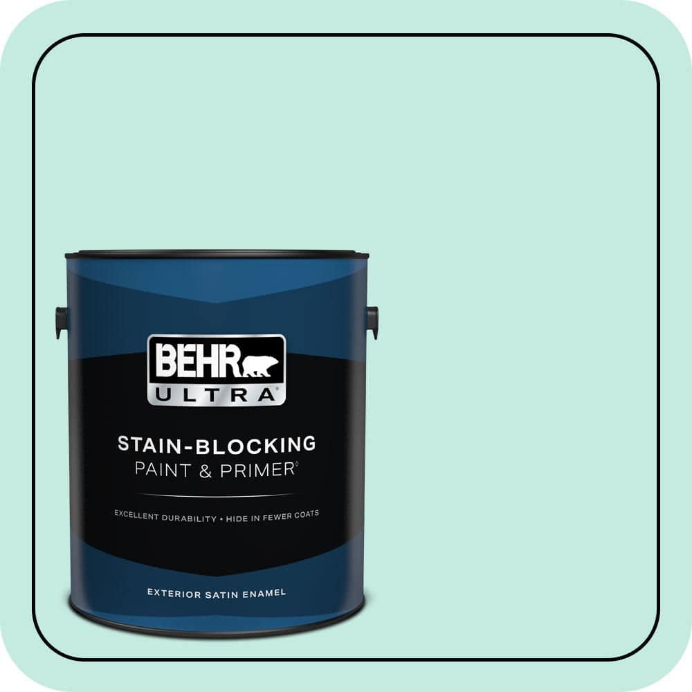 BEHR ULTRA 1 gal. #P440-2 Clear Aqua Satin Enamel Exterior Paint & Primer