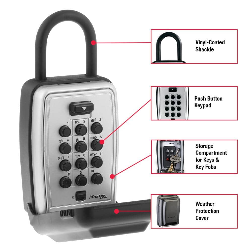 Master Lock Lock Box, Resettable Push Button Combination (4)