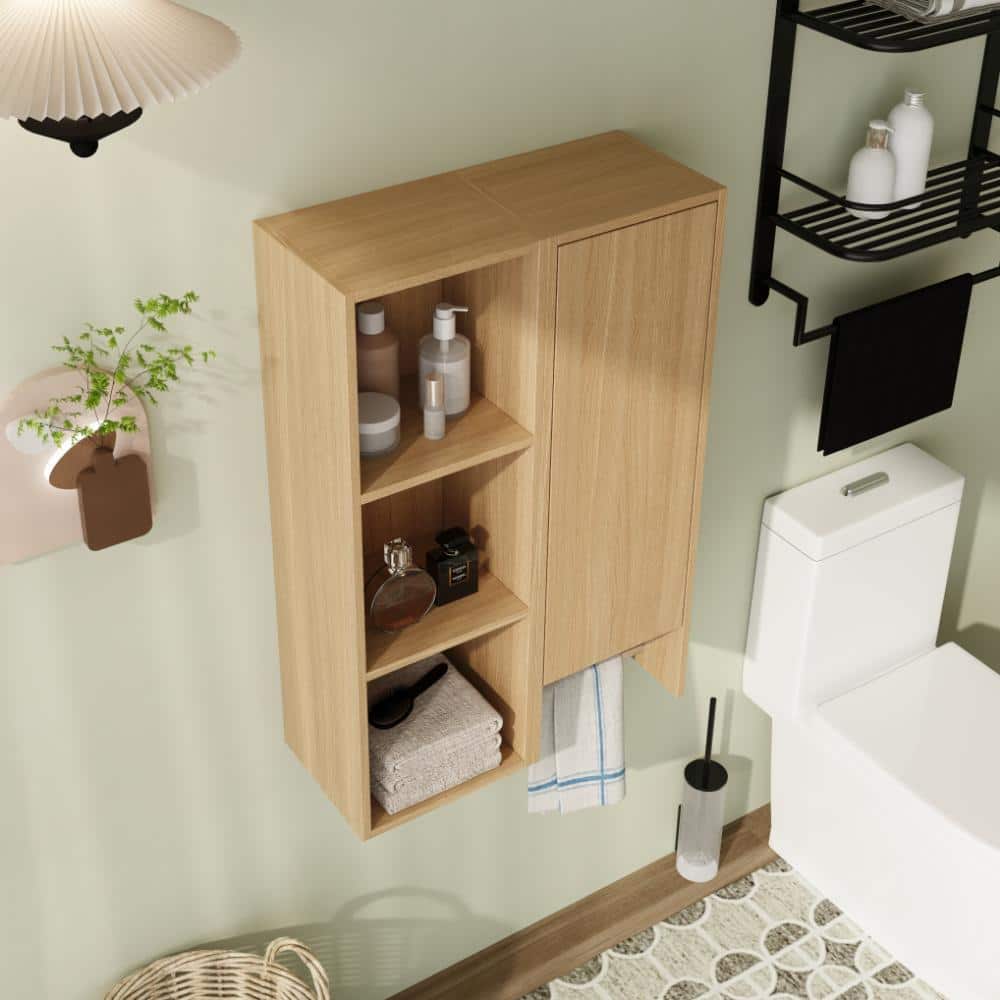 Malwee 24 in. Unassembled Plywood Bathroom Storage Wall Cabinet in Light Oak (3)