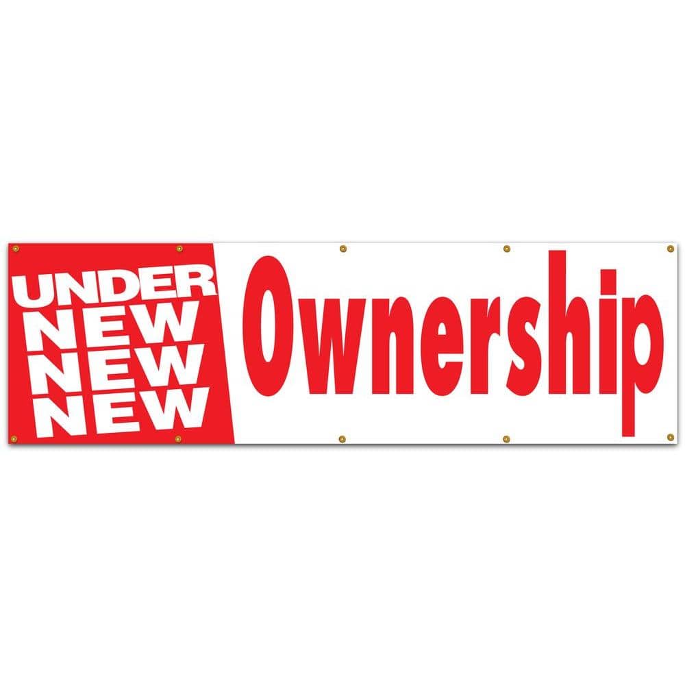 Lynch Sign 10 ft. x 3 ft. Red on White Vinyl Under New Ownership Banner
