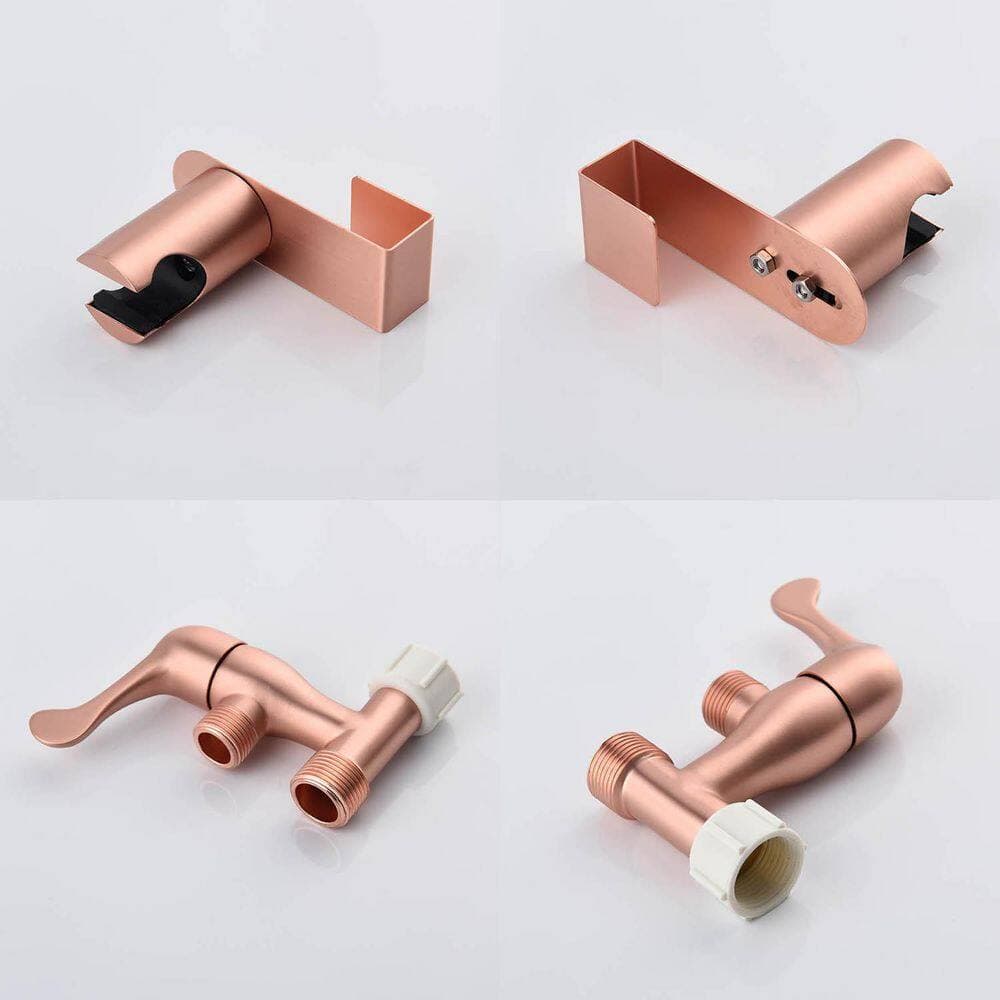 Satico Bidet Sprayer Bidet Attachment with Sprayer Holder, T-valve and Flexible Hose Included in Rose Gold (3)