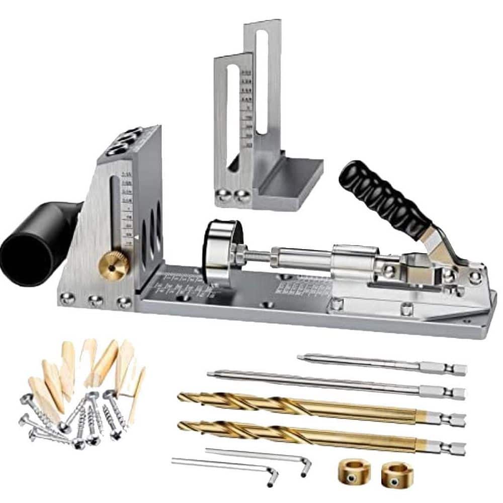 Unbranded All-Metal Pocket Hole Jig Kit with Detachable Vacuum Adapter for Woodworking Projects and Furniture (1-Pack) (1)