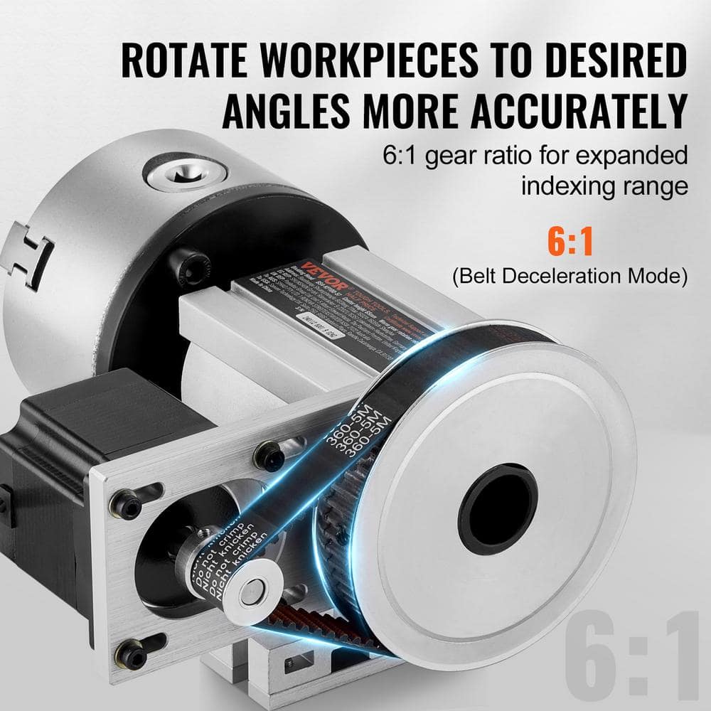 VEVOR Dividing Head K11-100 mm 3- Jaw Chuck CNC Router Milling Drill Press with Axis 4th Indexing Head for Engraving (3)