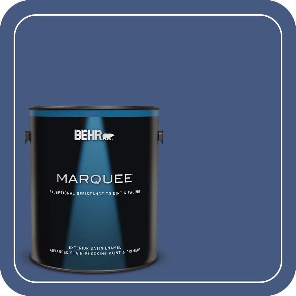 BEHR MARQUEE 1 gal. #M540-7 Optimum Blue Satin Enamel Exterior Paint & Primer (1)