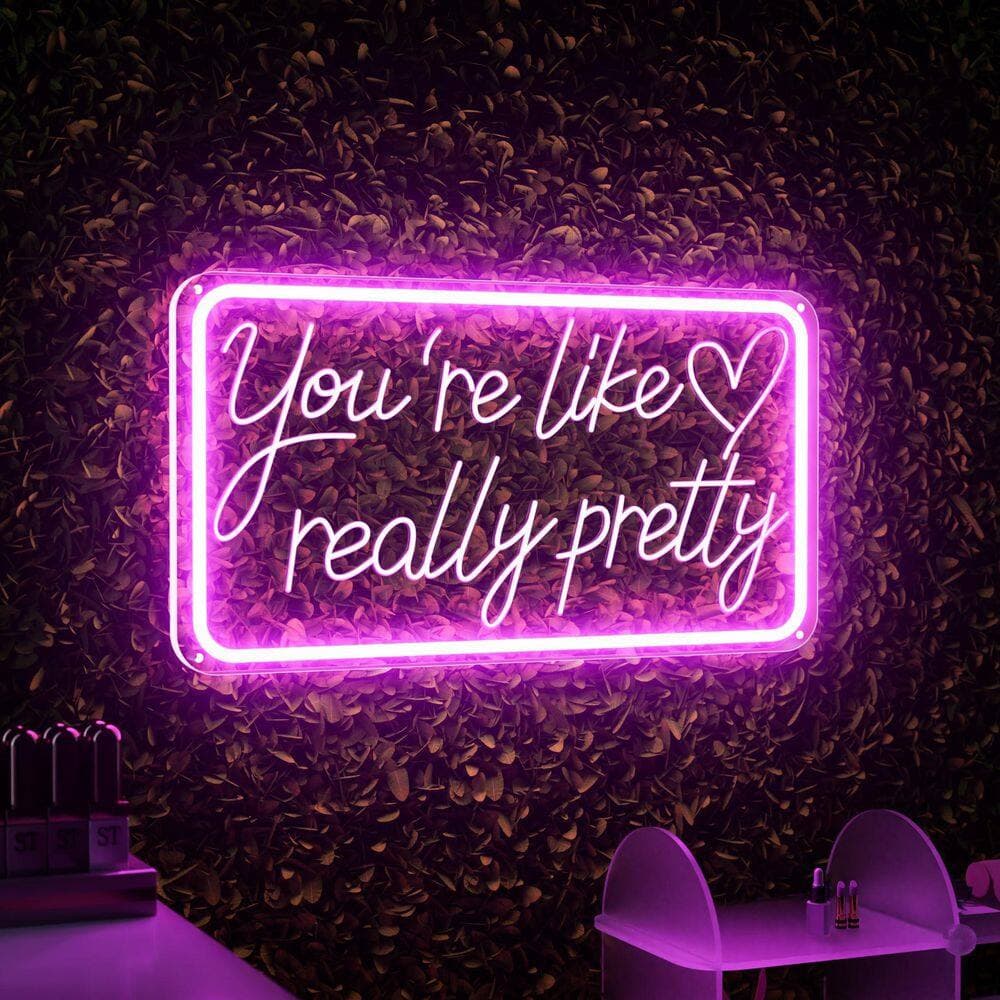 Afoxsos LED Neon Sign for Wall Decor Pink Acrylic Backboard Neon Lights Sign for Bedroom Salon Wedding Party Home Bar (2)