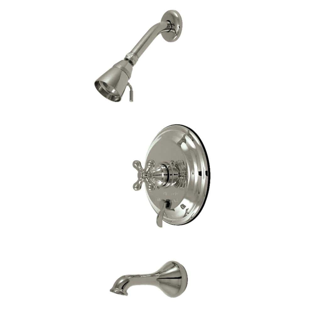 Kingston Brass Restoration Single Handle 1-Spray Tub and Shower Faucet 2 GPM with Pressure Balance in. Brushed Nickel (1)