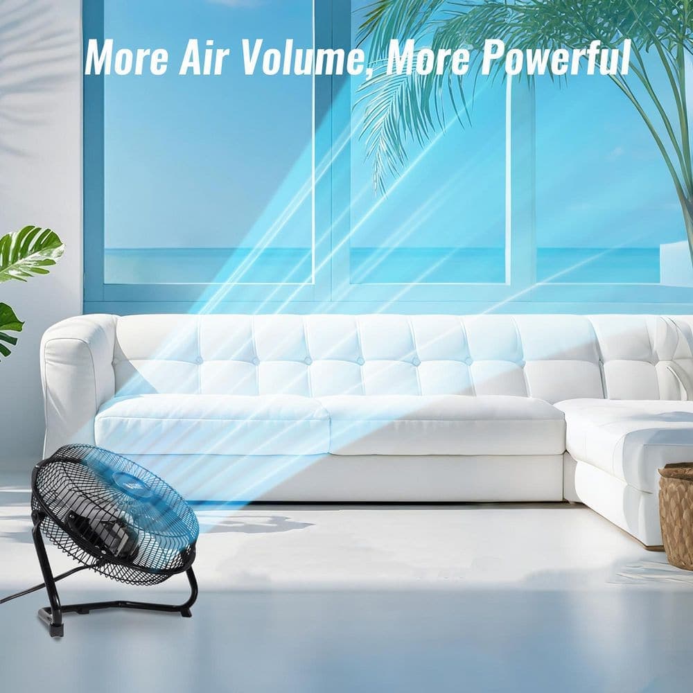 BEYOND BREEZE 9 in. Floor Fan, 3-Speed All Metal Fan with Adjustable Tilt, Portable Small Cradle Floor Fan, Black (2)