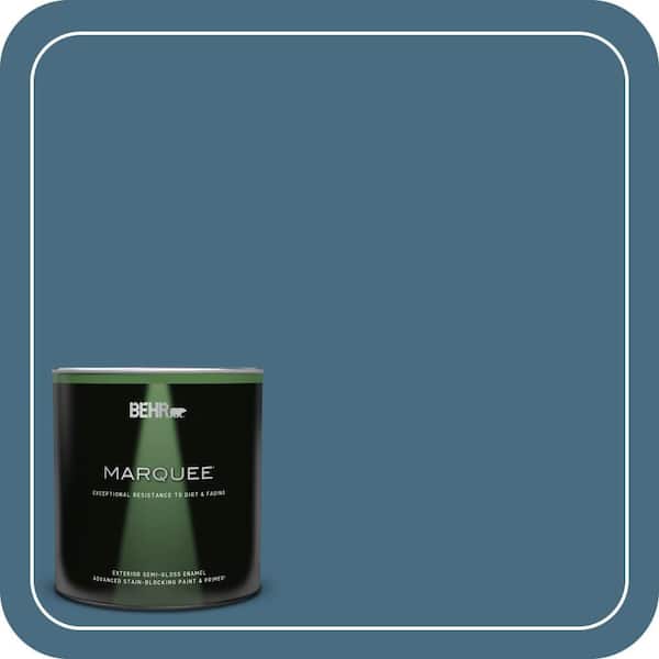 BEHR MARQUEE 1 qt. #550F-6 Regatta Bay Semi-Gloss Enamel Exterior Paint & Primer (2)
