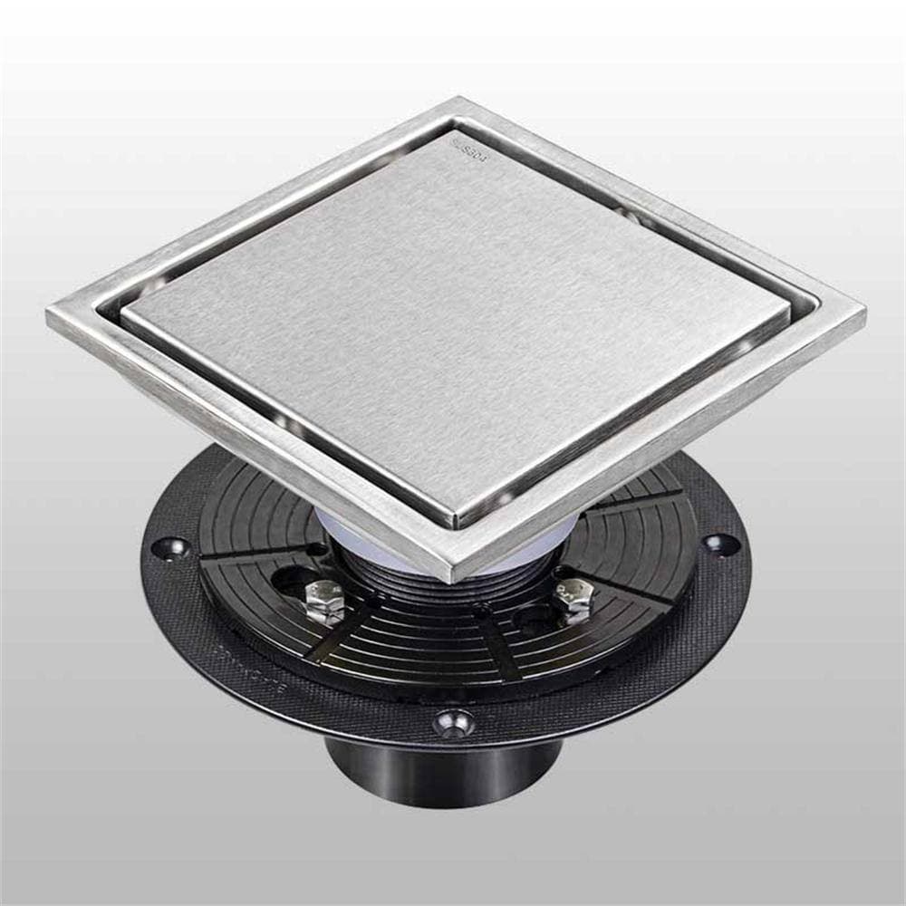 Unbranded 6 in. 1-Piece Square Stainless Steel Bathroom Shower Floor Drain Bath Hardware Set in Brushed Nickel (2)
