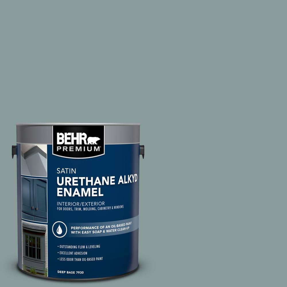BEHR PREMIUM 1 gal. Home Decorators Collection #HDC-AC-23 Provence Blue Urethane Alkyd Satin Enamel Interior/Exterior Paint (1)