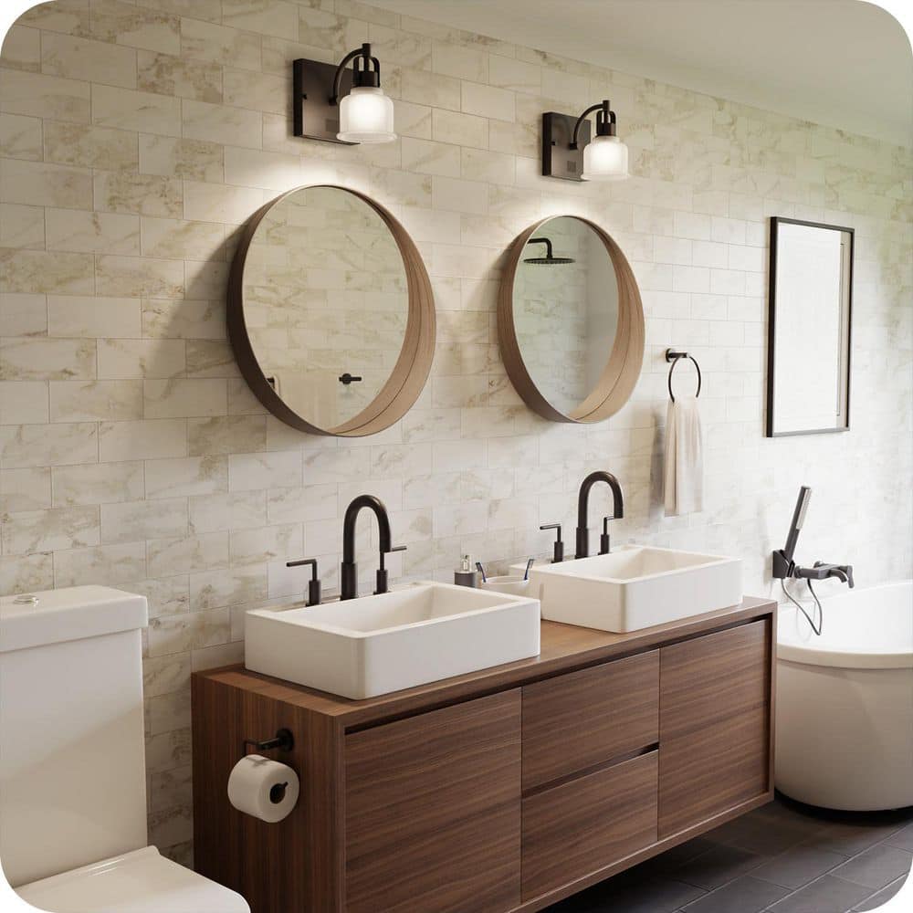 Globe Rockhill 6 in. 1-Light LED Wall Sconce Vanity Light Matte Black for Bathroom Kitchen with Motion Activated Night Light (3)