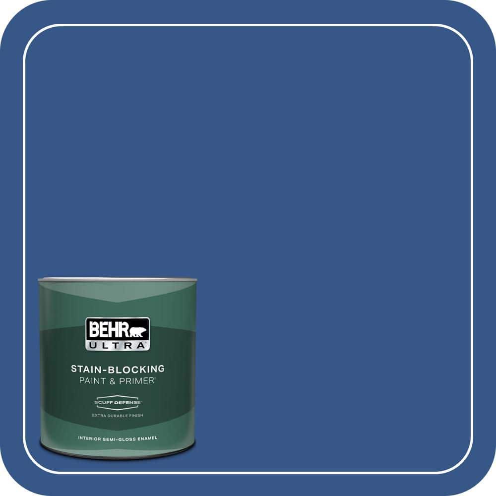 BEHR ULTRA 1 qt. #S-G-590 Southern Blue Extra Durable Semi-Gloss Enamel Interior Paint & Primer