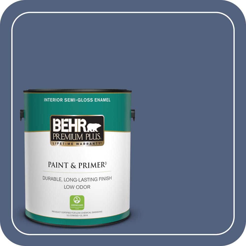 BEHR PREMIUM PLUS 1 gal. #MQ5-15 Award Night Semi-Gloss Enamel Low Odor Interior Paint & Primer