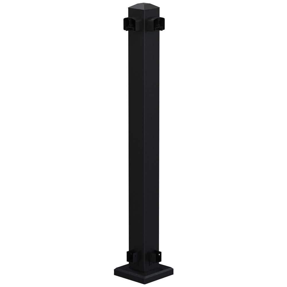 PEAK Aluminum Railing 36 in. H x 5-11/16 in. W Matte Black Aluminum Deck Railing Corner Post (1)
