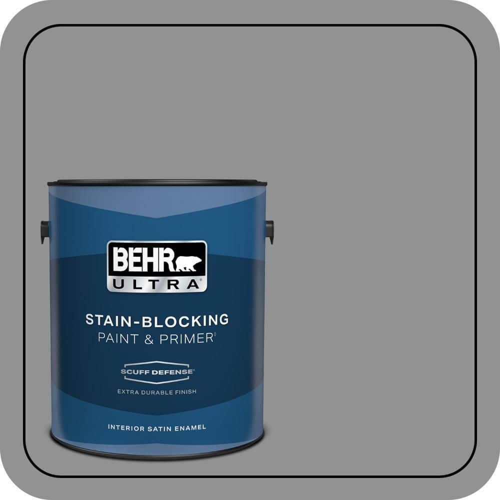 BEHR ULTRA 1 gal. #N520-4 Cool Ashes Extra Durable Satin Enamel Interior Paint & Primer