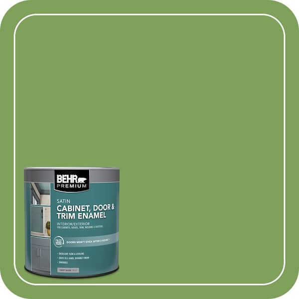 BEHR PREMIUM 1 qt. #P380-6 Springview Green Satin Enamel Interior/Exterior Cabinet, Door & Trim Paint (2)