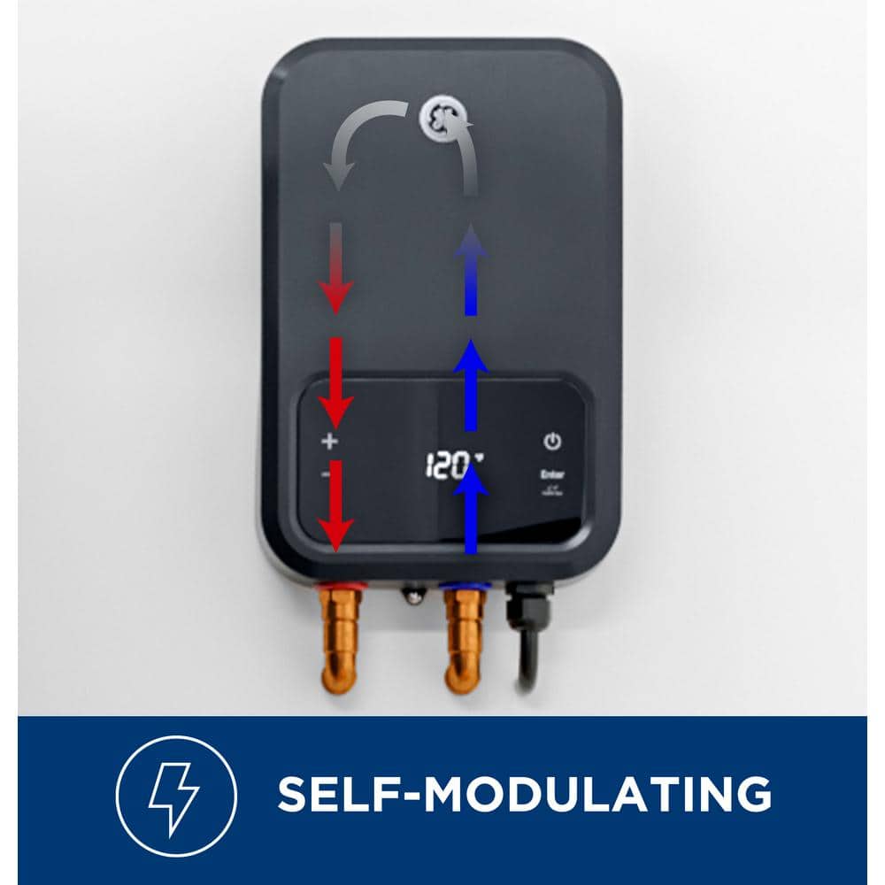 GE Self Modulating 9 GPM Point of Use Tankless Electric Water Heater, 14.6 kW, 240 volt, 5-year limited warranty (2)
