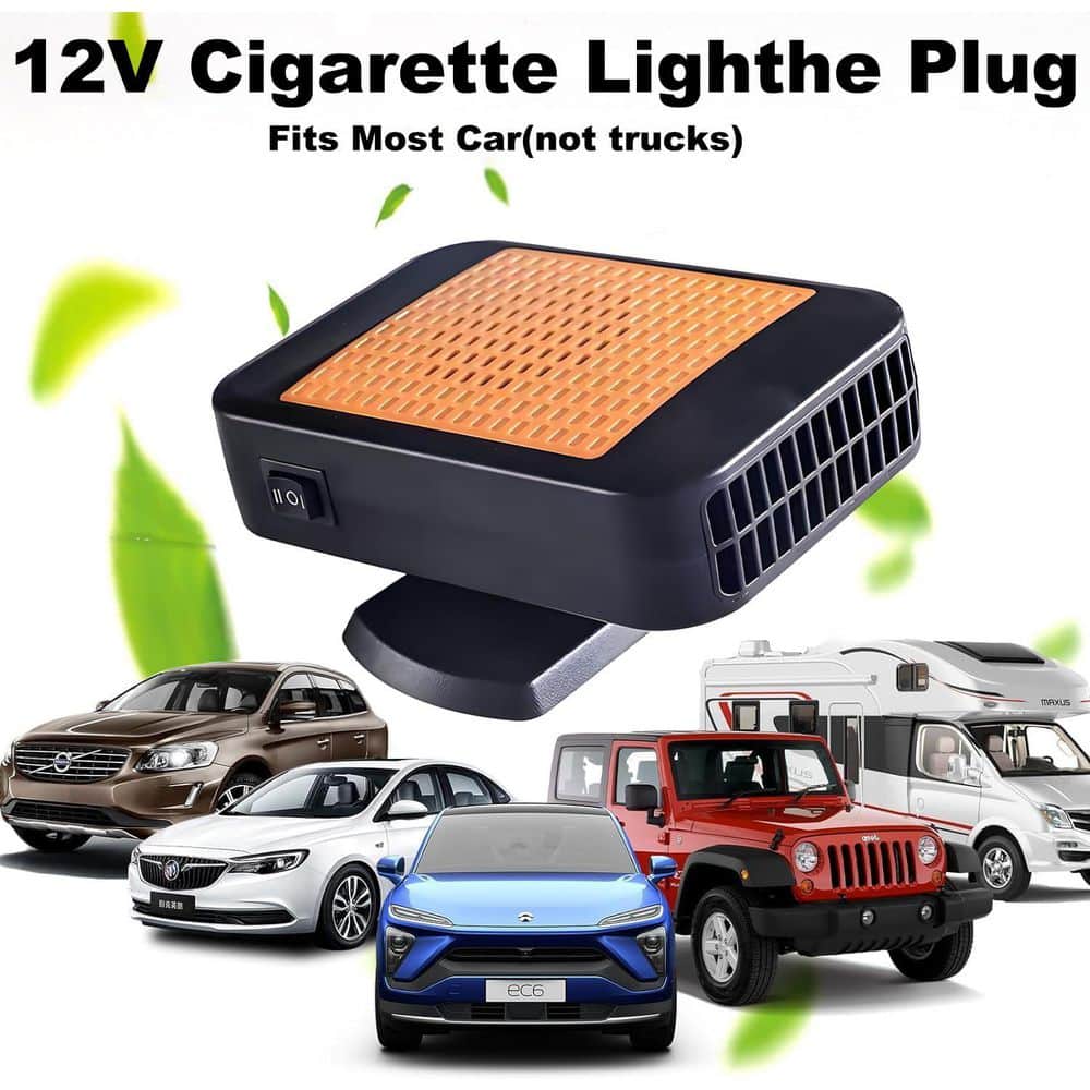 Unbranded 12V Electric Car Heater and Cooler, 200W PTC Ceramic, 360° Rotatable, Plug and Play, Overheat Protection, Orange, 1 Pack (2)
