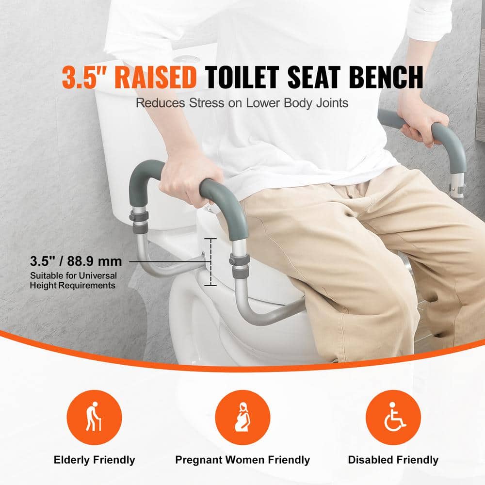 SVOPES Raised Toilet Seat, 3.5 in. Height Lift, 300 lbs. Capacity, Aluminum Handrails with EVA Padding 2025 Upgrade (2)
