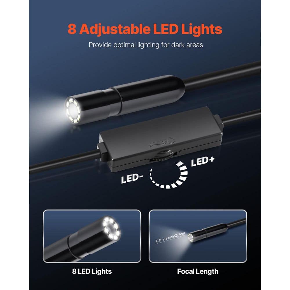 SKYSHALO Endoscope Camera with Light, 1920P HD Borescope, 8 LED Lights Camera with 10 FT. Cable, 2X Zoom, Waterproof Scope Camera (3)