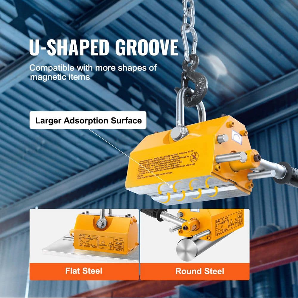 SKYSHALO Magnetic Lifter, Lifting Magnet with Release, 880 lbs. /400 kg Pulling Capacity, 2.5 Safety Factor, Neodymium and Steel (2)