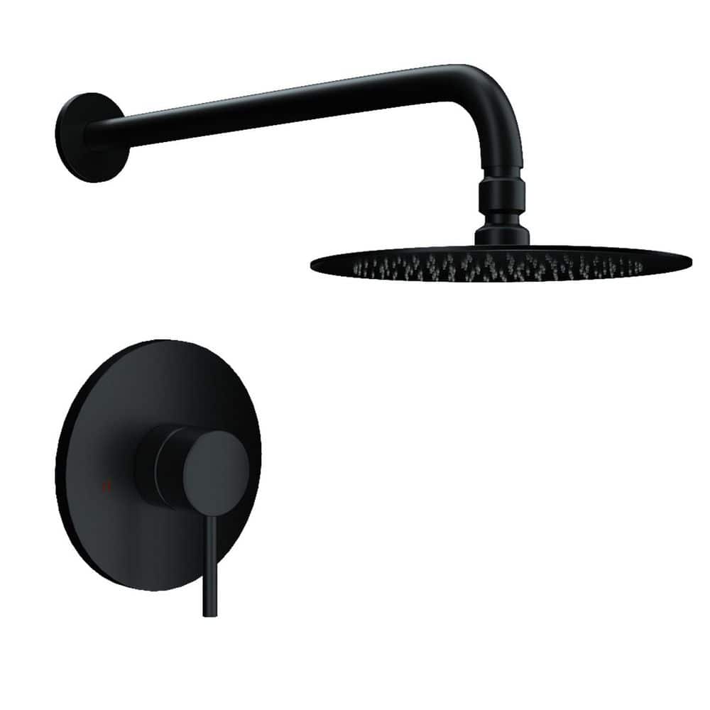 Maincraft Jane 1-Spray Single Handle Shower Faucet 1.5 GPM with Pressure Balance in Matte Black (Valve Included) (1)