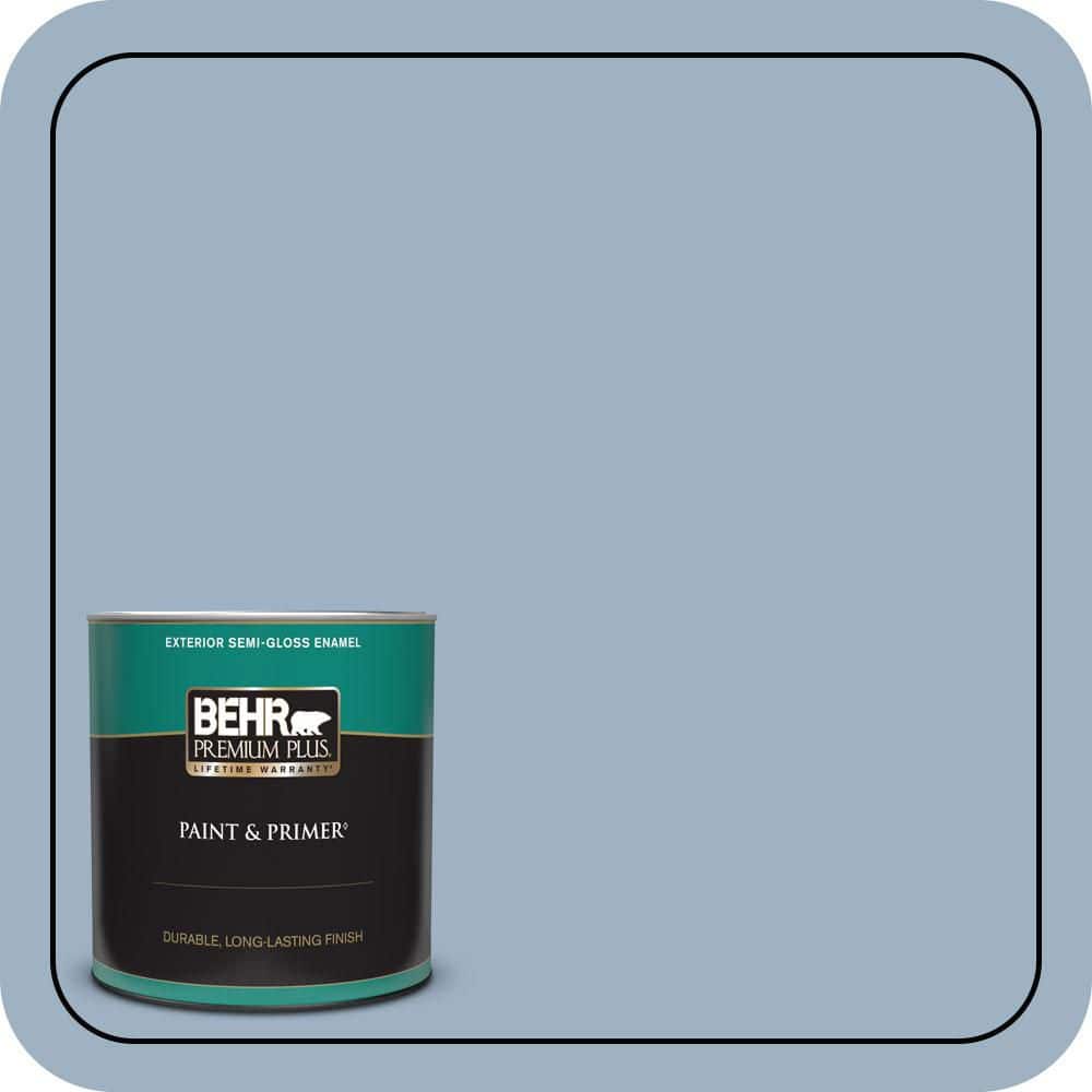 BEHR PREMIUM PLUS 1 qt. #S520-3 Perfect Landing Semi-Gloss Enamel Exterior Paint & Primer