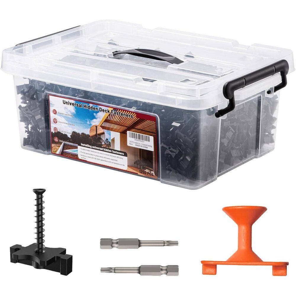 Afoxsos High-Density Polymer Black Hidden Fasteners for Composite Decking (1250-Pack) (1)