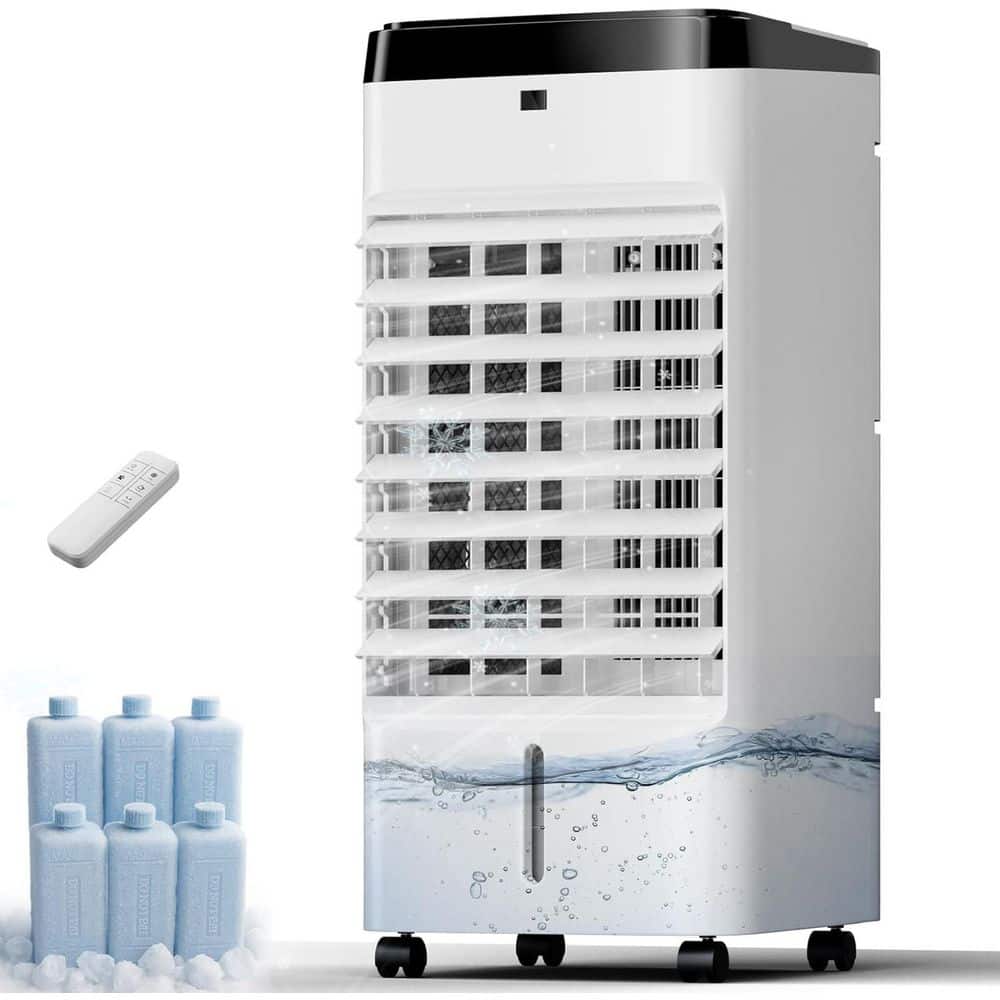 Adrinfly 12H Timer Windowless Portable Air Conditioner 70° Oscillation Evaporative Air Cooler with 6-Ice Box 3-Modes and Speeds (3)