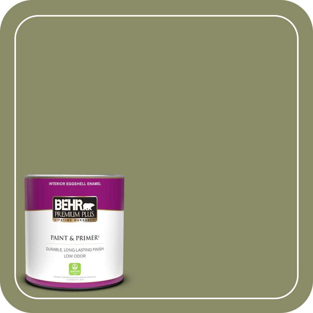 BEHR PREMIUM PLUS #S370-5 Pesto Paste Flat Interior/Exterior Paint & Primer Color Sample (1)