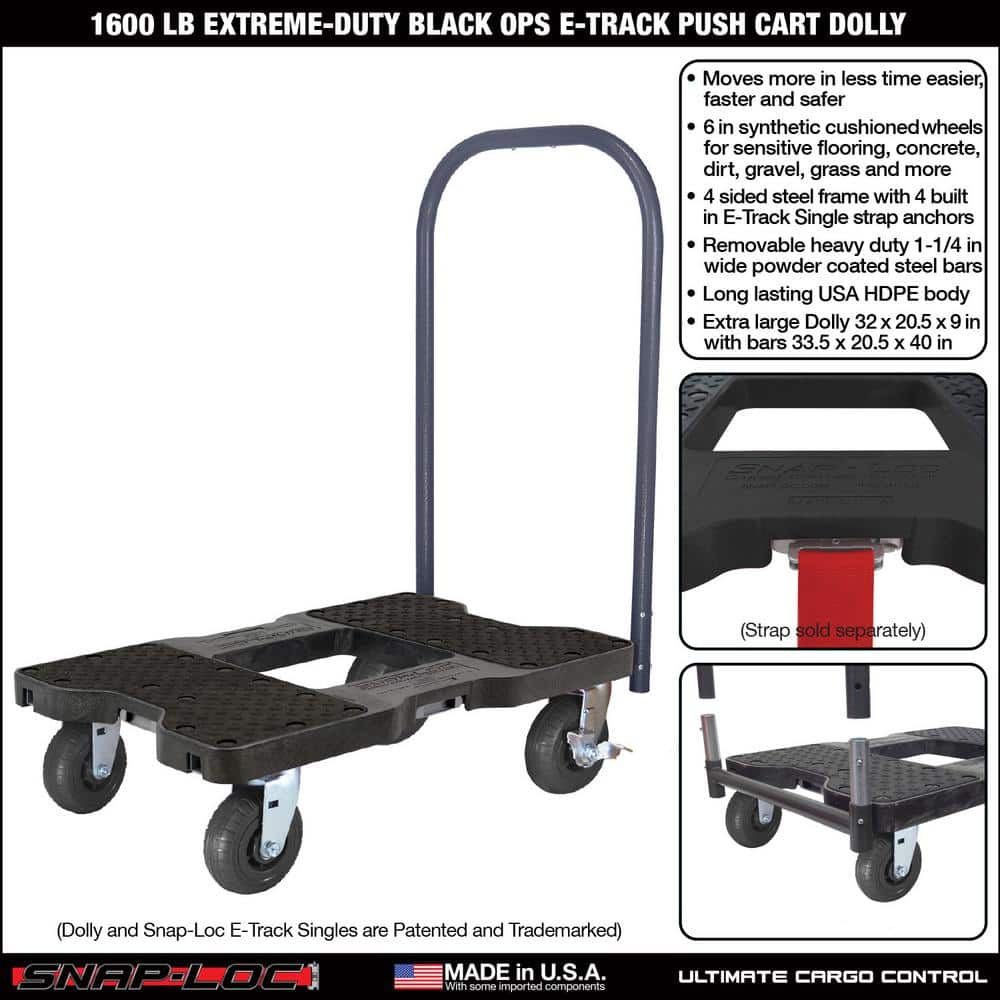 SNAP-LOC 1600 lbs. Capacity Extreme-Duty Black-Ops E-Track Push Cart Dolly (3)