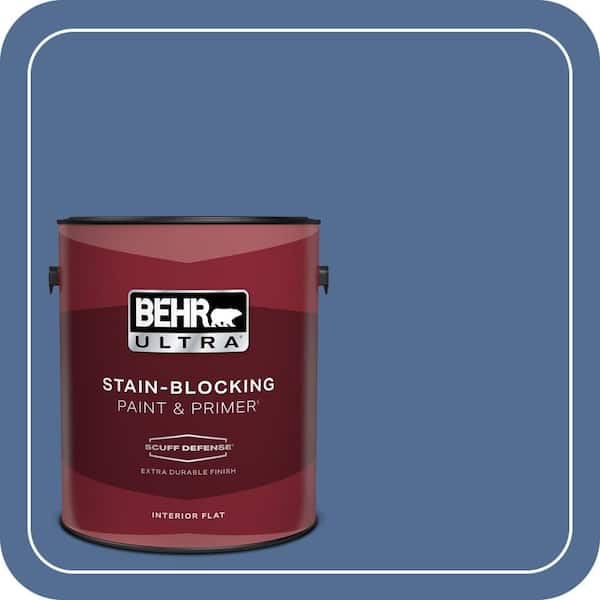 BEHR ULTRA 1 gal. #M530-6 Charter Blue Extra Durable Flat Interior Paint & Primer (2)